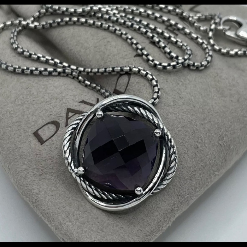 🌼DAVID YURMAN Amethyst Sterling Silver Infinity Necklace 18”
